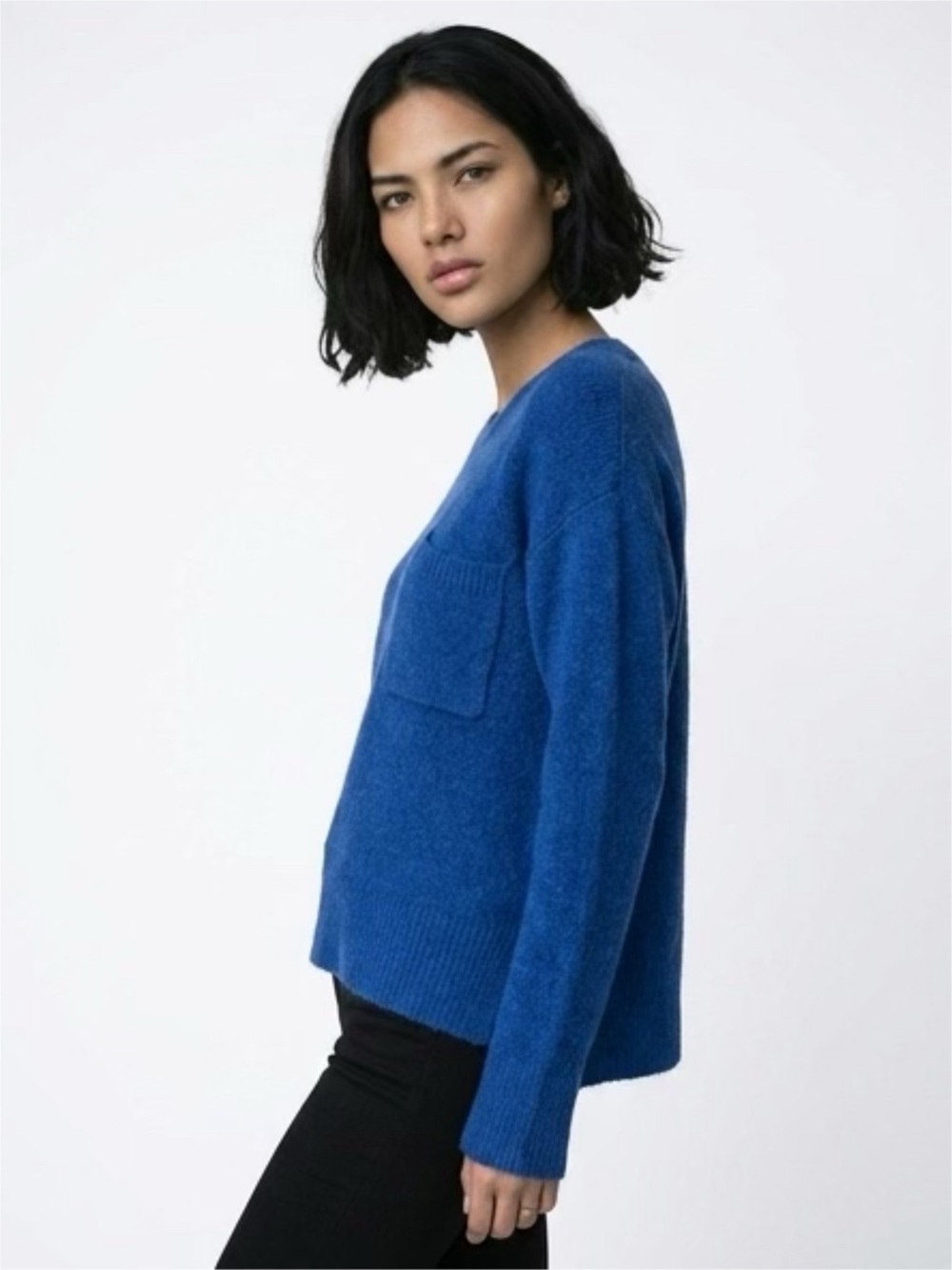SANCTUARY SOFT BLUE WOOL BLEND SWEATER, LARGE
